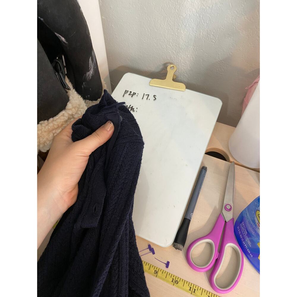 Sezane Louis navy blue merino cardigan sweater - Picture 6 of 12